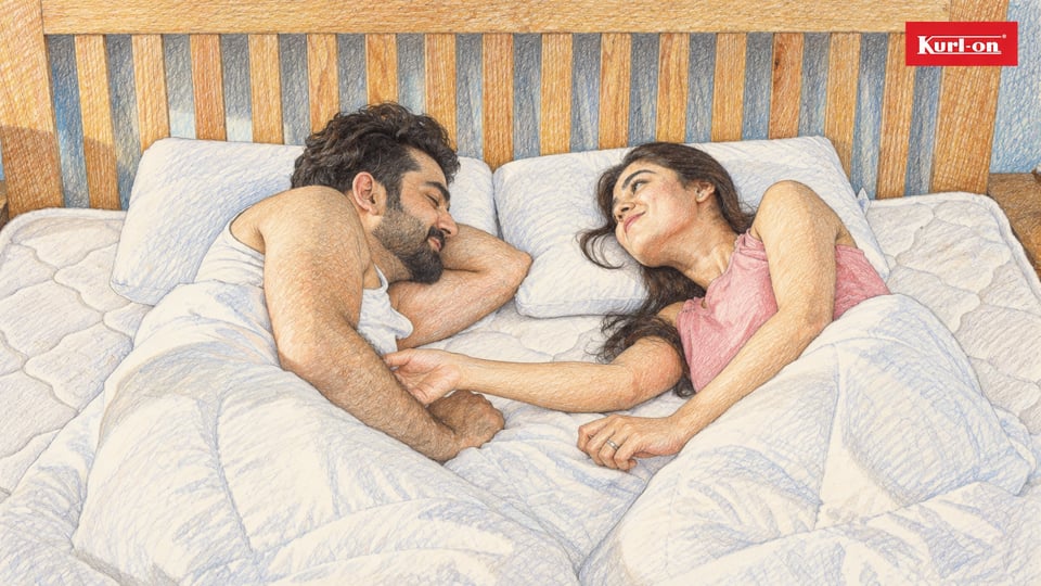 Colour pencil artwork for Kurl-on — Healthy Sleep for Every Occasion